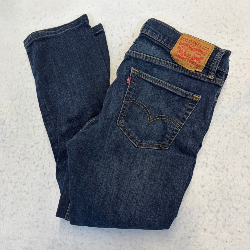 Levi's 511 Slim Jeans Mens 34x30 Dark Wash Stretch Denim